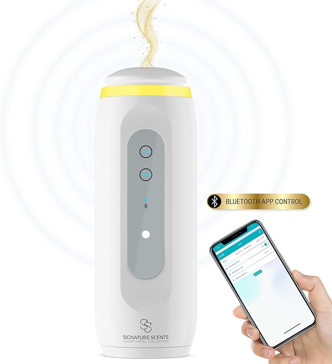 Essential Oil Diffuser (Plug-in) for Homes and Hotels – Bluetooth-Controlled Scent Diffuser for Home & Office, Covers 800 sq. ft. – Plug in Air Fresheners for Home & Office, Room Scent (White)