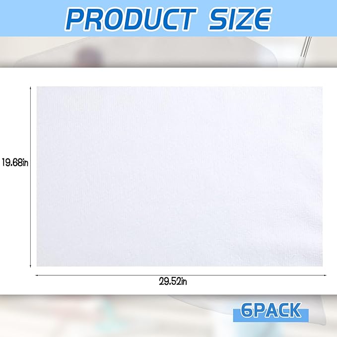 6 Pack Extra Large Microfiber Cleaning Cloths 20"x30", Lint-Free Reusable Towels for Home, Glass, Windows, Office, Kitchen, Bathroom – White