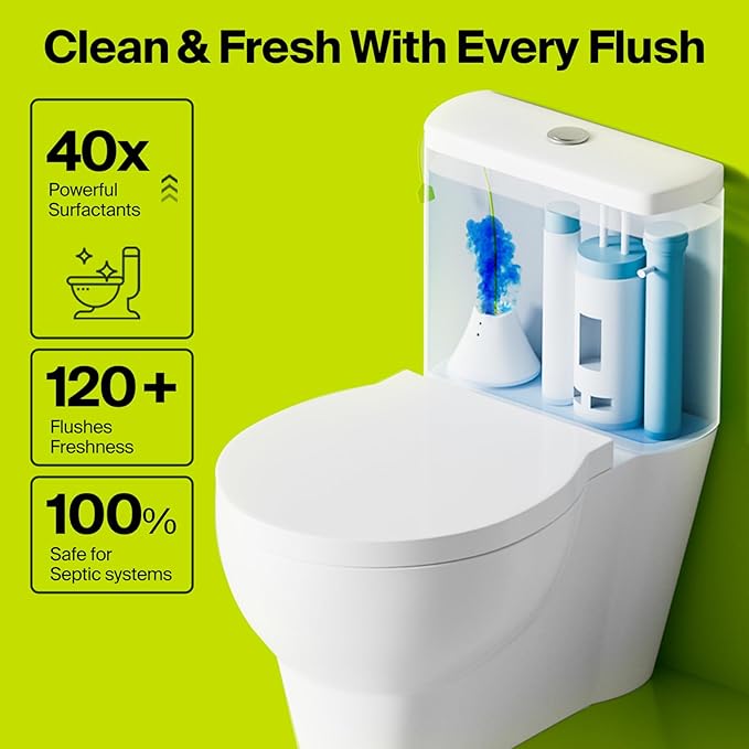 Ultra-Long Toilet Bowl Cleaner Tablets in Bottles, 3 Bottles, Automatic Long-Lasting Blue Toilet Cleaner, Large Capacity, Easy to Use