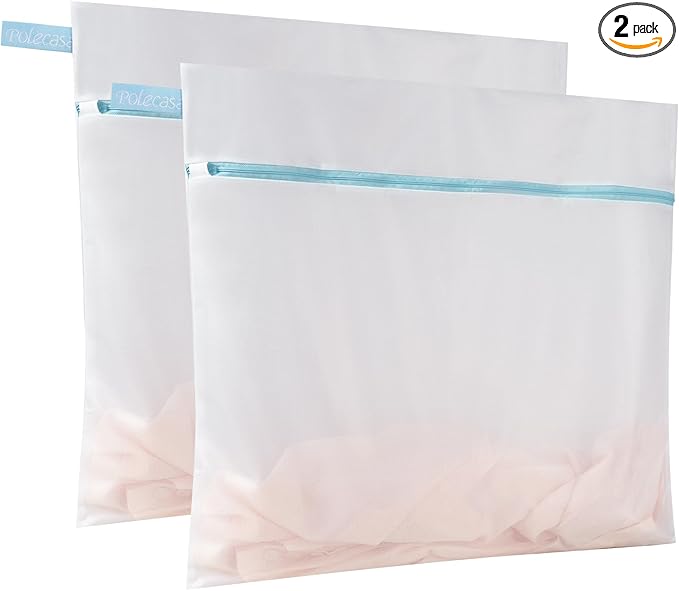 Polecasa 2Pcs 24 x 24 Inches Extra Durable Fine Mesh Laundry Bags with Sturdy Zipper for Delicates, Protect Clothes in Washing Machine, Laundry Room Essentials for College, Dorm (2 X-Large)