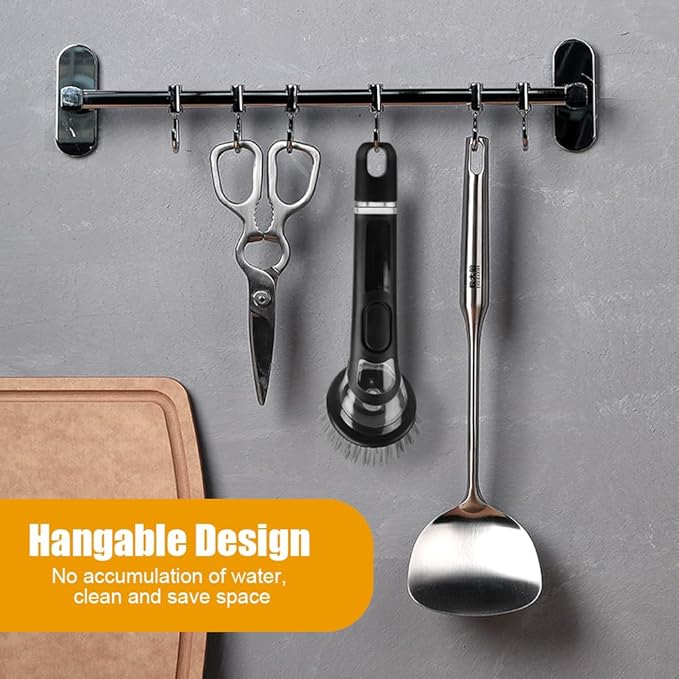 AUAUY Dish Brush with Soap Dispenser, Advanced Soap Control Dishwashing Brush, Dish Scrub Brushes with Handle, Kitchen Scrubbers for Dishes, Pan, Pot, Sink Cleaning Brushes