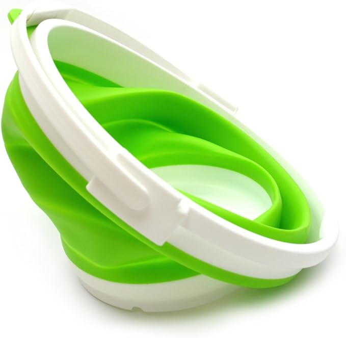 SAMMART Set of 2-10L (2.64Gallon) Collapsible Fishing Bucket Locking Lid, 31cm Dia. (2, Green)