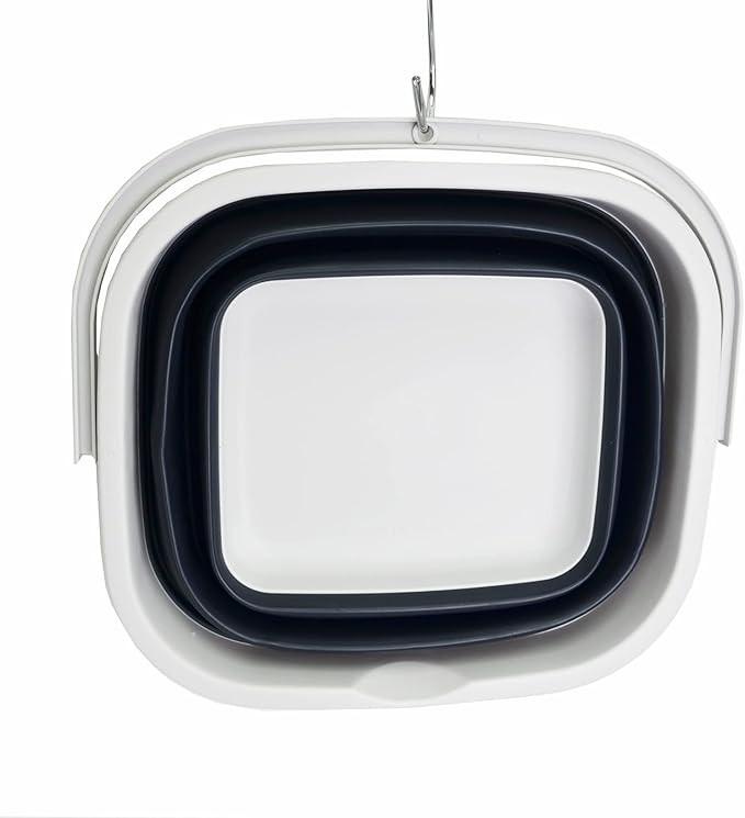 SAMMART 11L (2.9 Gallon) Collapsible Rectangular Handy Bucket (1, Grey/Slate Grey)