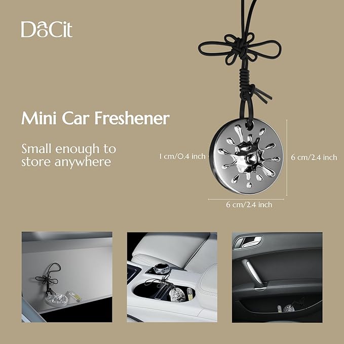 Car Air Freshener Hanging Essential Oil Diffuser with Bead Release Design, 40+ Days Long Lasting Scent for Men & Women, 7 Original + 14 Refills for Car/Home/Office, White Tea Fragrance