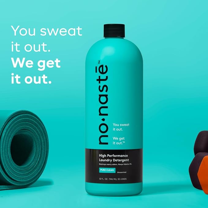 Nonaste Liquid Laundry Detergent - Pure Clean, 32 Fl Oz (Pack of 1) - Active Wear Laundry Detergent for Workout Clothes & More - Unscented, Gentle & Color Safe
