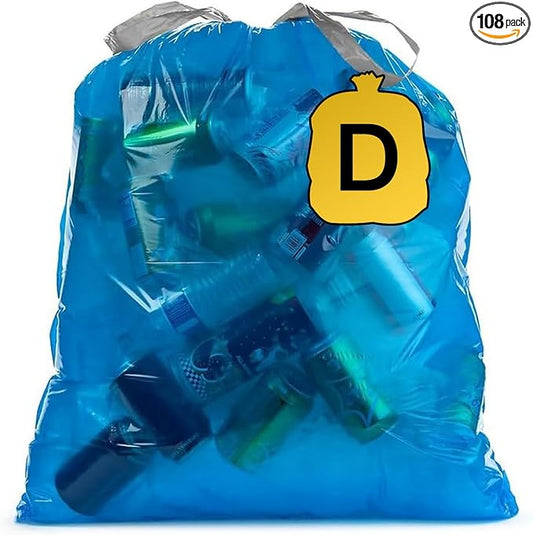 Ultrasac 10 Gallon 0.9 MIL Blue Drawstring Trash Bags - 16.5" x 28.5" - Pack of 108 - Fits simplehuman D
