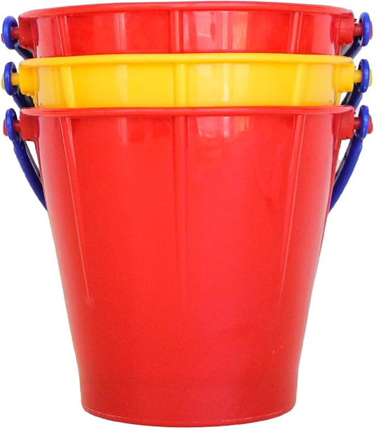 Spielstabil 3 Pack - Large Sand Pails Beach Toys (3 Buckets Included - Colors Vary) - Made in Germany