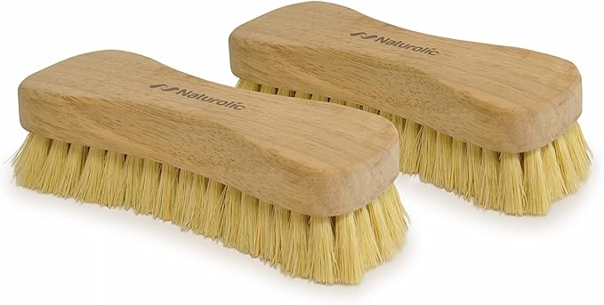 All-Natural Wooden Scrub Brush Set |Tampico Bristle Brush for Cleaning | Scrub Brushes for Cleaning | Floor, Tub, Kitchen, and Carpet Brushes for Cleaning | Eco Friendly Cleaning Products | Pack of 2