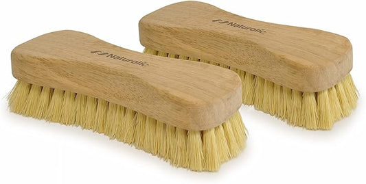 All-Natural Wooden Scrub Brush Set |Tampico Bristle Brush for Cleaning | Scrub Brushes for Cleaning | Floor, Tub, Kitchen, and Carpet Brushes for Cleaning | Eco Friendly Cleaning Products | Pack of 2