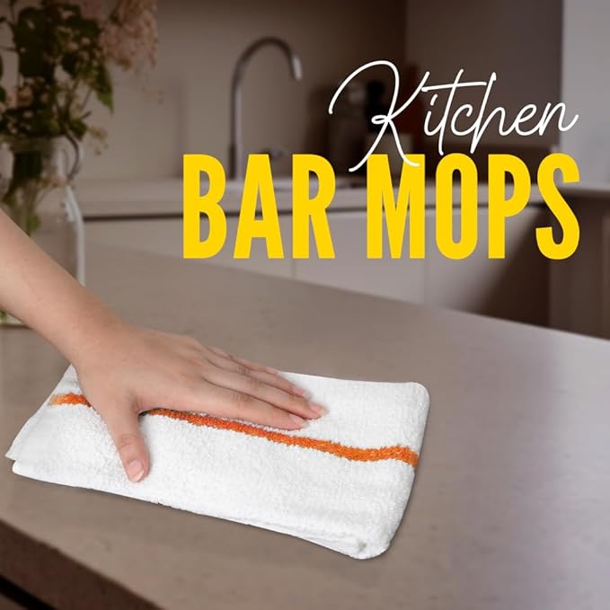Avalon Towels Terry Bar Mop Towels (Value Pack of 12) Size 16"x19" – Absorbent and Durable, Multipurpose Cleaning Rags, Cotton Cleaning Cloths, Terry Cloth Rags, Reusable Shop Rag