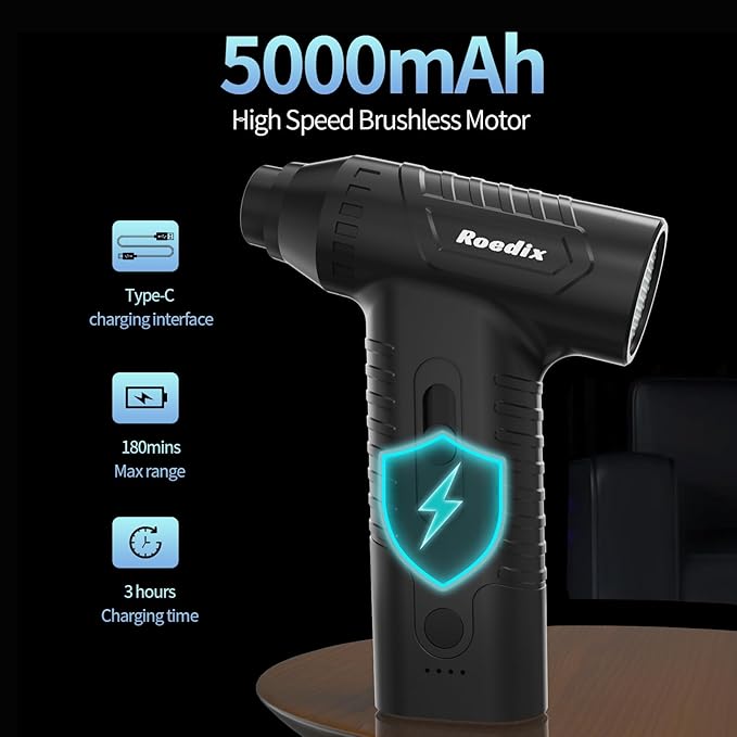 Compressed Air Duster, New Upgrade 300000RPM Electric Air Duster, Powerful Replace Compressed Air Can - No Canned Air, Jet Dry Blower Portable Air Blower for Computer Clean, Keyboard, Car Dry, Home.