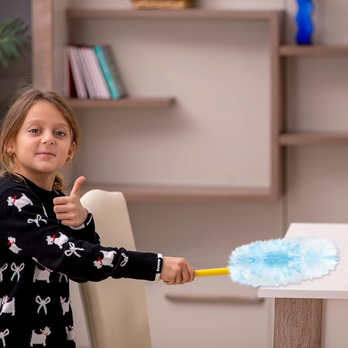 Vesici 400 Pcs Duster Refills Compatible with Swiffer Dusters Bulk Disposable Replacement Thickened with 1 Handle Heavy Duty for Cleaning, Office (Blue)