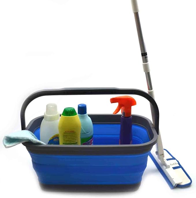 SAMMART 11.6L (3.06 Gallon) Collapsible Rectangular Handy Basket/Bucket (Blue, 1)