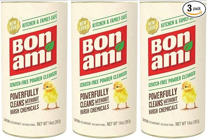 BON AMI Powder Cleanser for Kitchens & Bathrooms - All Types of Surfaces, Cleans Grime & Dirt, Polishes Surfaces, Absorbs Odors (3 Pack)