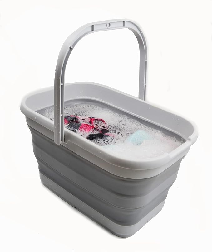 SAMMART 12L (3.17 Gallon) Collapsible Rectangular Handy Bucket (1, Grey)