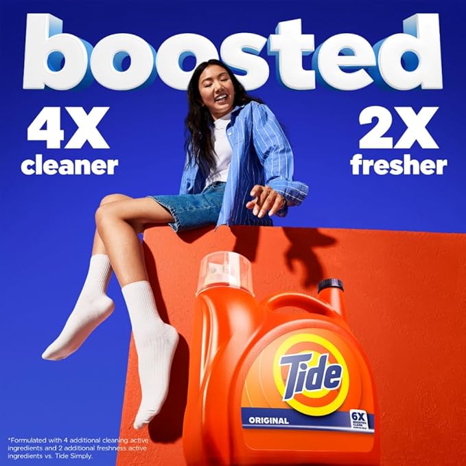 Tide Liquid Laundry Detergent, Original Scent, 125 fl oz, 100 Loads, Boosted Clean Even in Cold Water with Concentrated Washing Soap