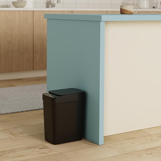 Bathroom Automatic Trash Can 2 Pack 2.2 Gal & 4 Gal Touchless Motion Sensor Small Garbage Can with Lid Smart Electric Narrow Garbage Bin for Bedroom Office Kitchen (Black)