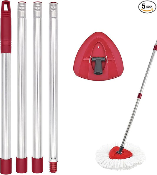 Mop Handle for Ocedar, Mop Handle for O Cedar, Spin Mops Replacement Stick and Base for Ocedar, 4-Section Mops Handles and Base for O Cedar, 30" to 58" Mop Stick Pole and Base for Cedar Mop