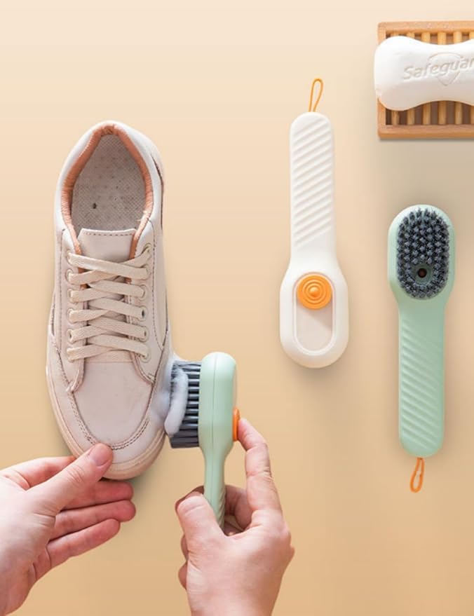 luvilly2Pack Multifunctional Laundry Brushes, Cleaning Brush with Soap Dispenser,Scrub Brush with Soap Dispenser,for Bathroom (Green and White)