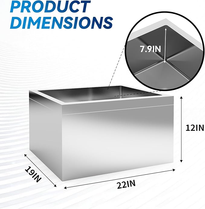 TONGMO Stainless Steel Floor Mop Sink Mop sink | 19" x 22" x 12"