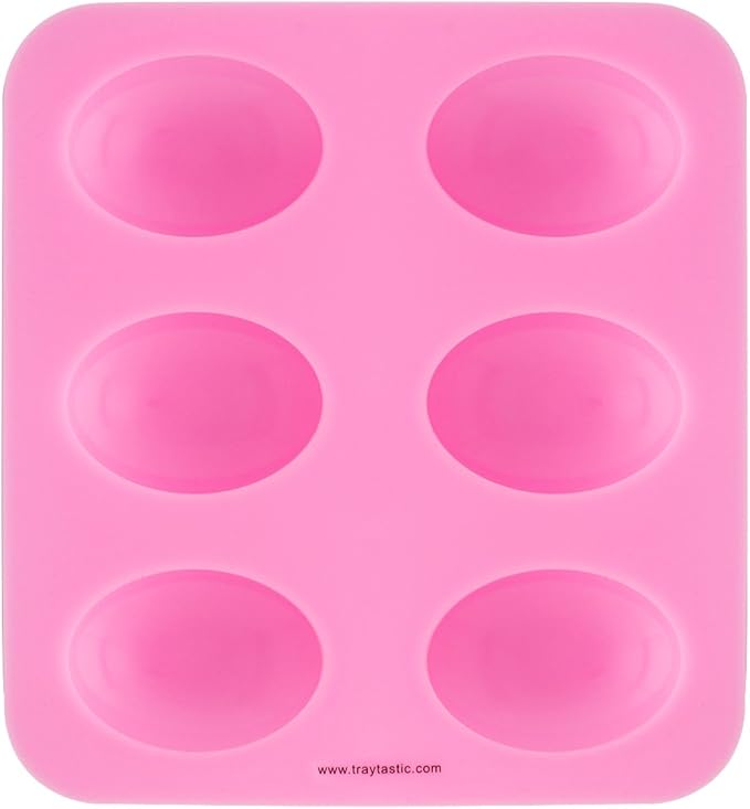 Traytastic! Silicone Oval Soap Mold (6 Cavity) for Pebble Shape Mold for DIY Crafts & Soap Bar Making