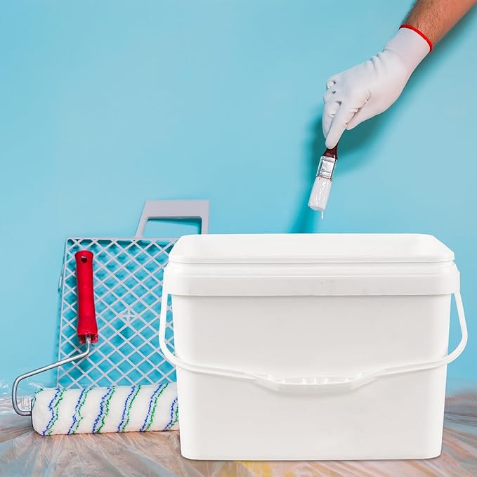 4 Pcs 5 Gallon Rectangle Bucket Pail with Handle, Food Storage Container Industrial Pail with Airtight Lid