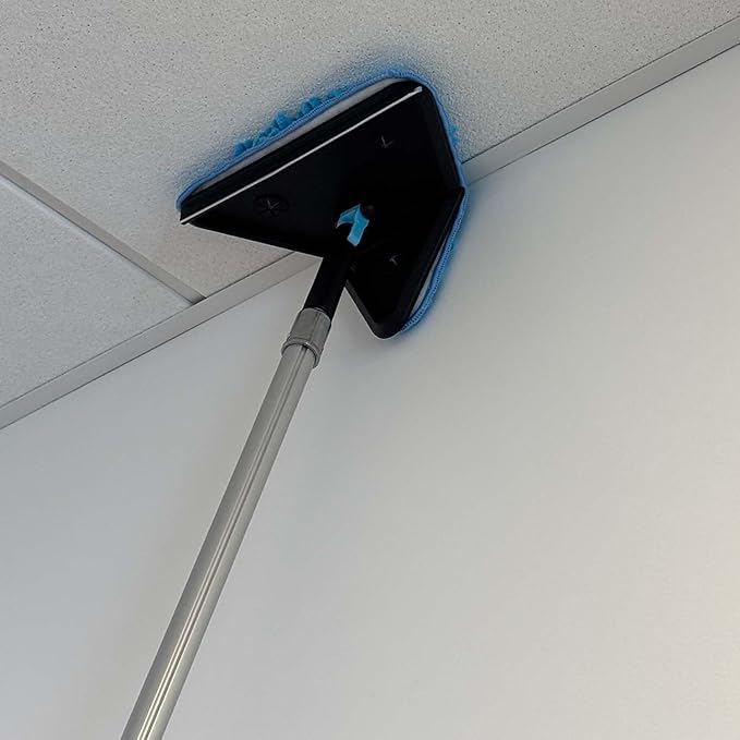 16 Feet High Ceilings Baseboard Wall Cleaner Mop with 8 Ft Extension Pole, Cobweb Duster, Window Cleaning Squeegee Kit (8ft)