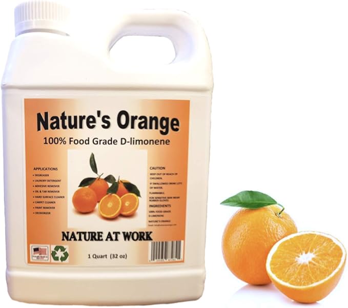 Nature's Orange 100% Pure Food Grade D-Limonene (Orange Oil Limonene Extract. Citrus Cleaner, Degreaser, and Deodorizer) 32 Fl. oz