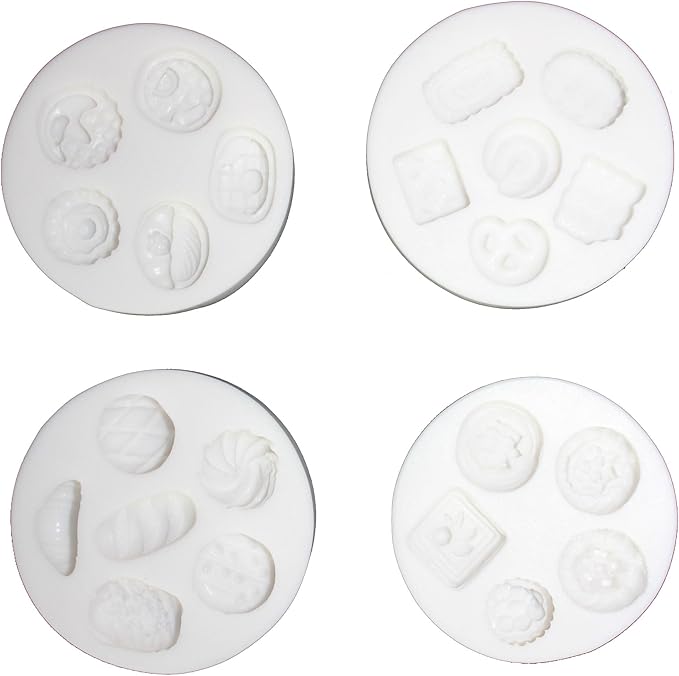 Lovely Small Items Silicone Fondant Molds Set For Cake Topper, Gumpaste, Candy & Chocolate, Polymer Clay and More (Round Food Items)