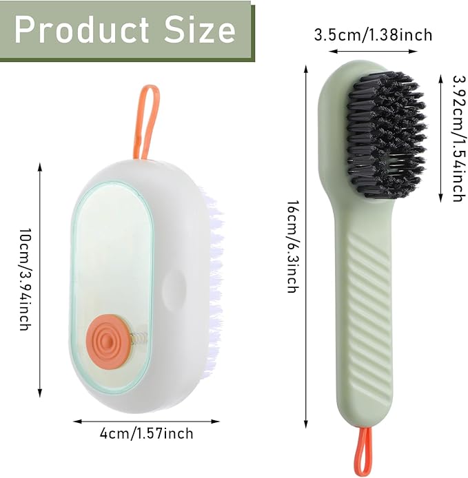 2Pcs Multifunctional Shoe Brush with Soap Dispenser Liquid Laundry Brush Liquid Adding Soft Fur Cleaning Brushes Scrub Brushes for Cleaning for Home Washing Bathroom Kitchen Shoe Cloth