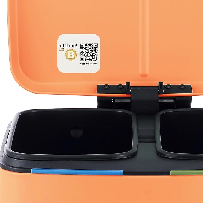 happimess HPM1005K Marco Rectangular 10.6-Gallon Double Bucket Trash Can with Soft-Close Lid, Carrot Cake, Fingerprint Resistant, Modern, Minimalistic for Home, Kitchen, Office, Bedroom, Bathroom