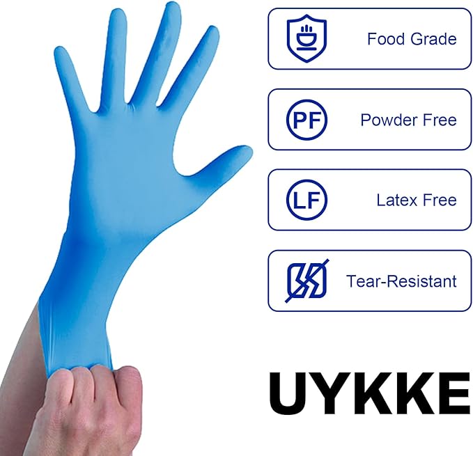 Nitrile Disposable Gloves 4 Mil Nitrile Cleaning Gloves Latex Free for Food Prep, Cooking,Lab,Home,Salon&Tattoo