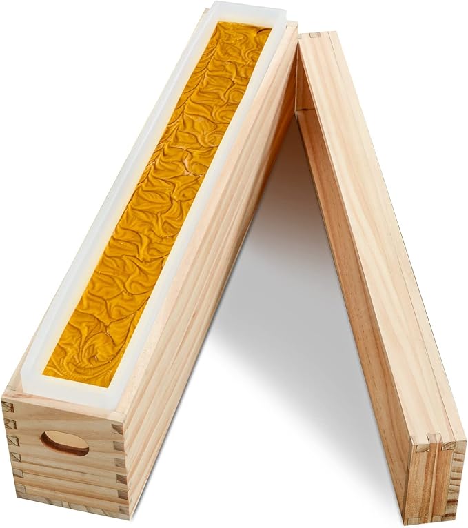 Rectangle Silicone Soap Mold, 2200ml/77oz Tall Skinny Soap Making Mold with Wooden Box and Lid for DIY Soap Making