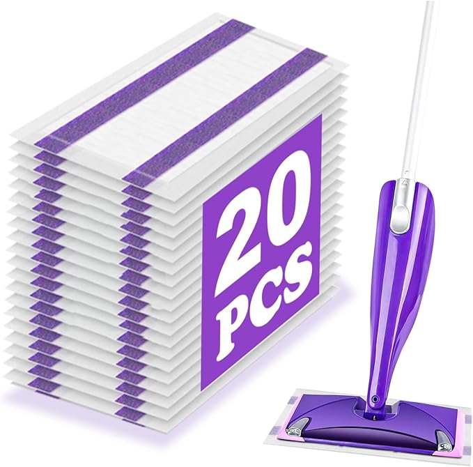 20 Count Mop Pad Refills for Wet Jet Mop, Wet Jet Pads for All Floor Types, Wet Jet Refill for Wet Pads Refill, 4 Layers Thickened Durable and Super Absorbent