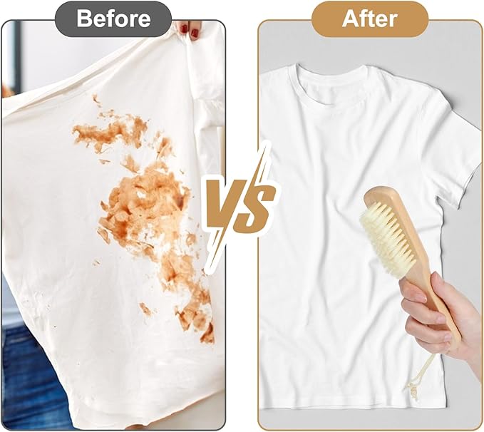 2Pcs Laundry Stain Brush Portable Stain Remover Tool with Soft Bristle Natural Soft Boar Bristle Brushc Small Wood Brush for Home Small Spaces Shoes Clothes Delicate Fabric Knits Cotton Linen Cleaning