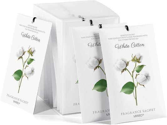12 Packs Scent Sachets for Closet Clothes Storage - White Cotton Fragrance Long Lasting Home Air Freshener Odor Deodorizer