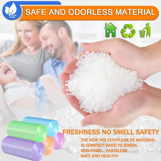 Small Garbage Bags 2.6 Gallon Colorful Biodegradable Trash Bags,120 Counts Bathroom Garbage Bags Unscented Wastebasket Liners for Office, Bedroom,Living Room 7-10L