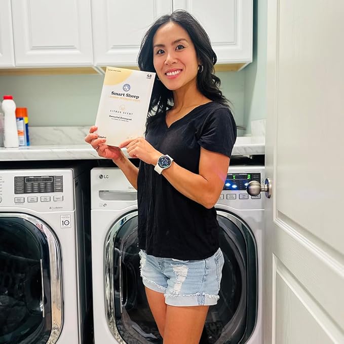 Smart Sheep - Laundry Strips - Laundry Detergent Strips - Detergent Strips for Sensitive Skin - Convenient Eco Friendly & Plastic Free - Perfect for Travel & Camping (48 Count (Pack of 1), Citrus)