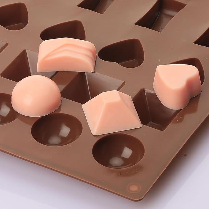 Chocolate Molds Silicone with 30 Cavities 6 Different Shapes for Making Larger Chocolate/Candy/Gummy/Cake Décor for Wedding Party & Celebration