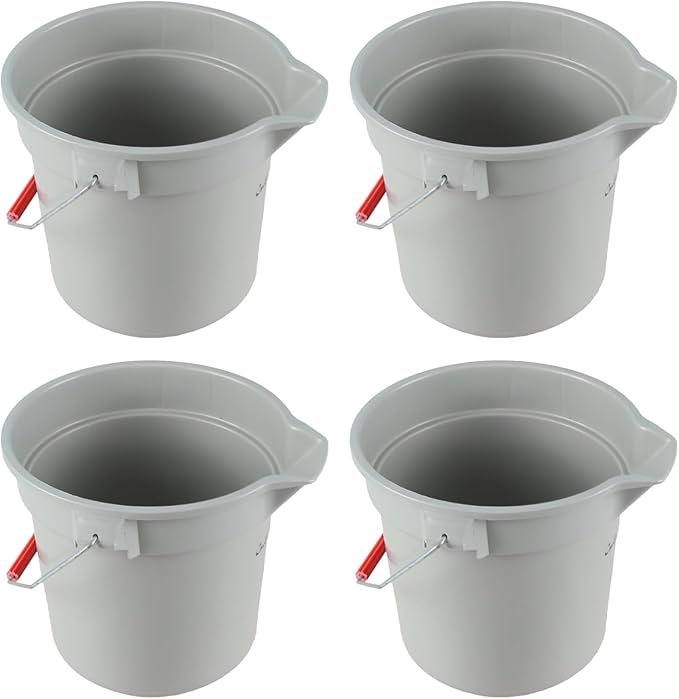Xyskin 4 Packs 14 Quart Plastic Mop Bucket with Handle for House Cleaning, Utility Cleaning Pail Water Pail