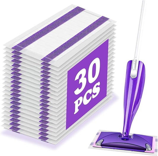 30 Pack Wet Jet Pads for Swiffer Wet Jet Mop - Wet Jet Refills for Multi-Surface Hardwood Floor Cleaning, 4 Layers Thickened Durable | Heavy-Duty Absorbent | Stickiness