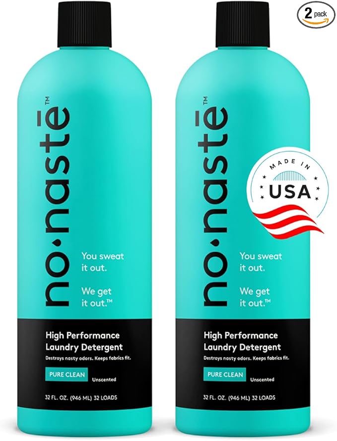 Nonaste Liquid Laundry Detergent - Pure Clean, 64 Fl Oz (Pack of 2) - Active Wear Laundry Detergent for Workout Clothes & More - Unscented, Gentle & Color Safe