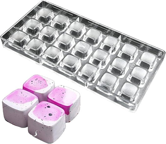 TUKE Square Polycarbonate Chocolate Mold 21 Cavities Premium Plastic Mold for Chocolate Making, Candy, Desserts – Food-Grade, Durable & Easy Release for DIY Home Baking (F_ Square)