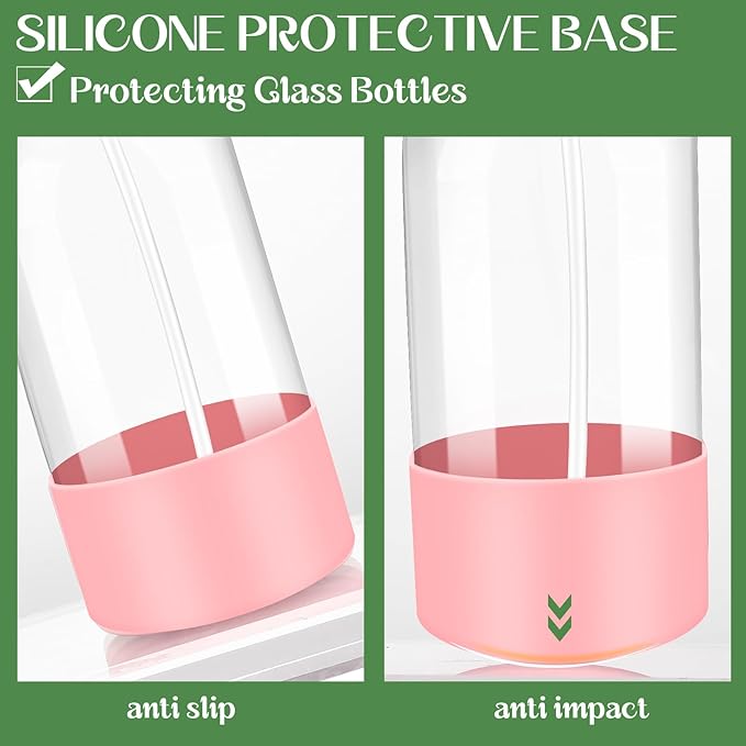 5 PACK/16 OZ Glass Spray Bottles with Upgraded Adjustable Spray Nozzle, Refillable Containers with Silicone Sleeve, Spray Bottle for Hair&Cleaning Solutions&Essential Oils-Pink Blue Gray Black White