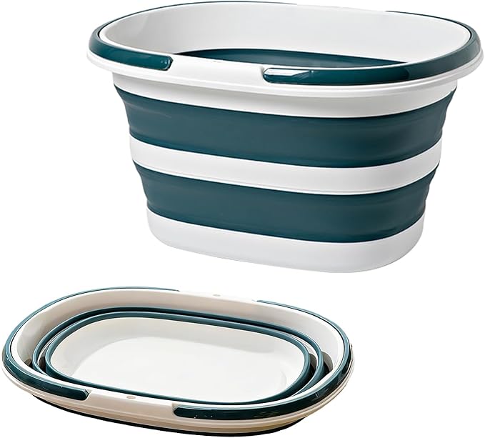Outdoor Camping Plastic Foldable Ice Bucket Water Bucket, Portable Cleaning Tool Storage Tote Pop Up Mop Bucket for Dorm and Bedroom, Collapsible Plastic Bucket for Fishing, Garden (Blue)
