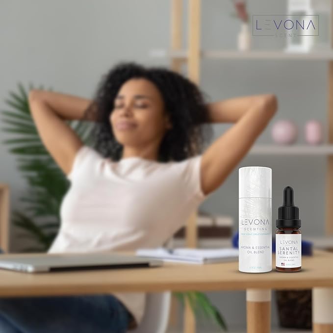 Levona Scent Essential Oils - Scents for Home, Hotel & Office Use - Perfect for Home Diffuser & Humidifiers - Aroma Fragrance Oil, Ideal for Massage, Relaxation, and Spa - Santal Serenity, 10ml