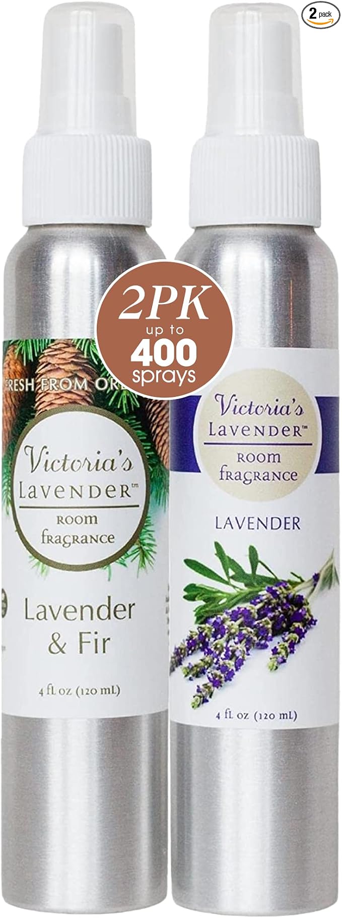 Victoria's Lavender Room Spray, Pure Home Made in the USA, Essential Oil Concentrated Room Splash, Air Freshener, Bathroom Odor Eliminator, Luxury Spray, Lavender & Fir 2 Pack (4 Fl Oz)