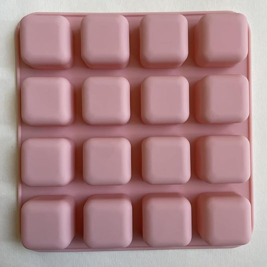 Cube Silicone Molds,3D Square Shape Silicone Cake Baking Mold for Candy, Chocolate,Truffle, Jelly, Cookie, Pudding, Ice Making, Cake Decor, Muffin, Loaf, Brownie, Cornbread and DIY, 16-Cavity