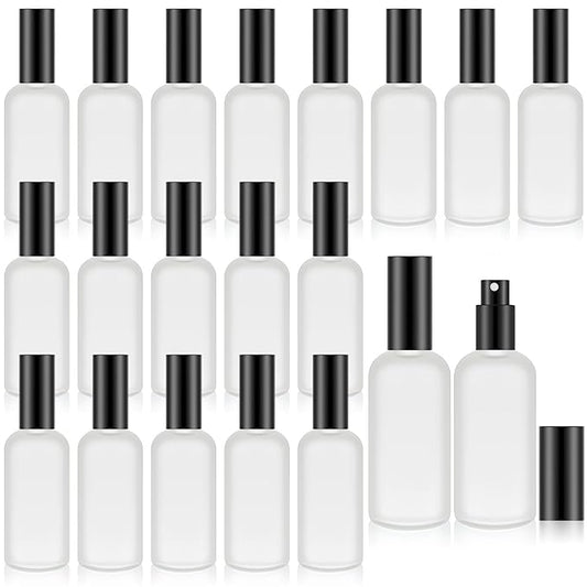 Tessco for you 20 Pcs 3.4 oz/100 ml Glass Spray Bottles Empty Perfume Atomizer Refillable Clear Decorative Empty Bottles with Fine Mist Sprayer Pump for Face Body Travel(Black)