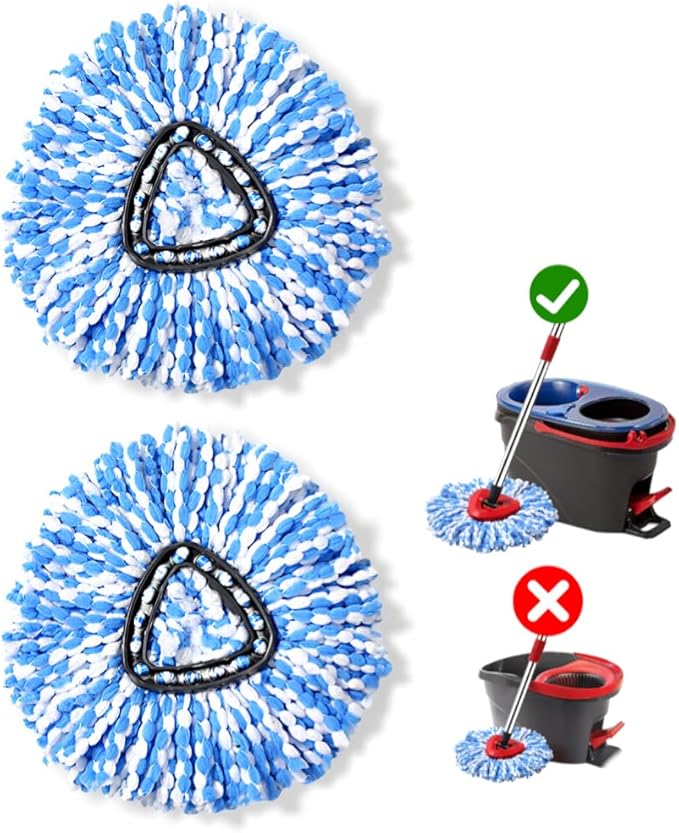 2 Pack Spin mop Replacement Head, Spin mop Scrub Brush,Microfiber Mop Refills, Easy to Replace,for Bathroom,Kitchen,Tub and Tile,Easy Cleaning,Suitable for Ocedar RinseClean 2-Tank System Spin Mop (B)